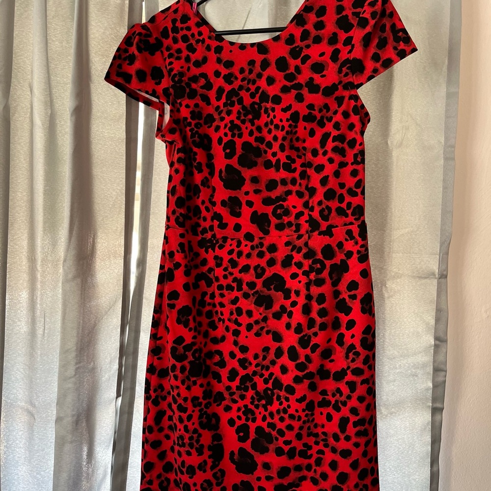 Betsey Johnson Red Flutter Sleeve Sheath Dress